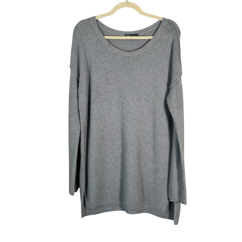 Vince Grey Cashmere Blend Sweater Womens M Oversized Casual Open Knit Classic